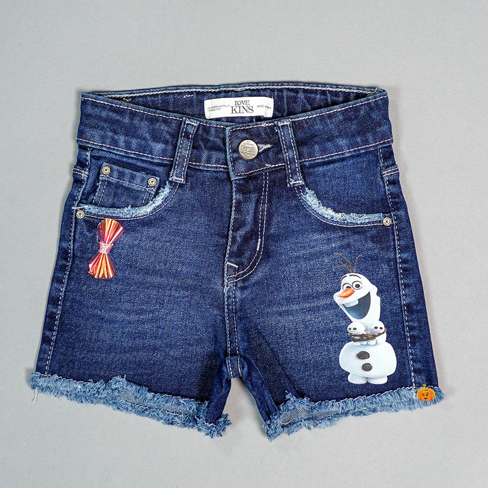 Buy Blue Denim Girls Shorts with Sequin Waistband – Mumkins