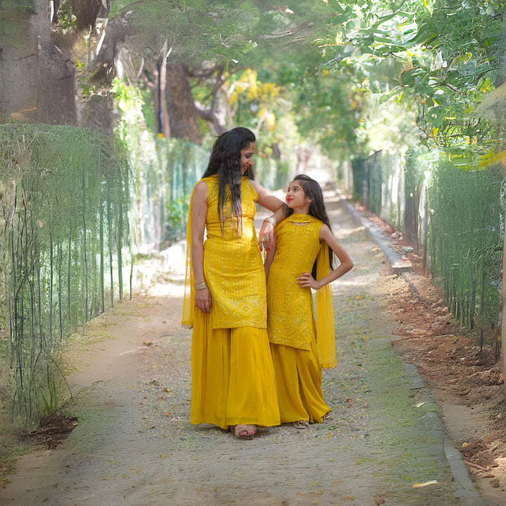 Mustard Mother-Daughter Plazo Set