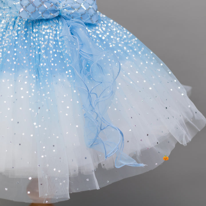 Sky Blue & Pink Frock for Girls