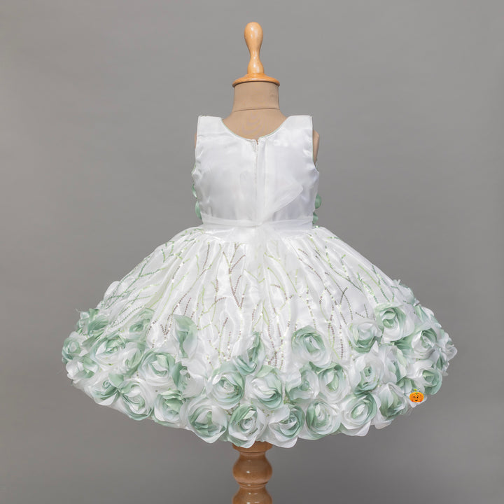 Flower Pattern Green Girls Frock