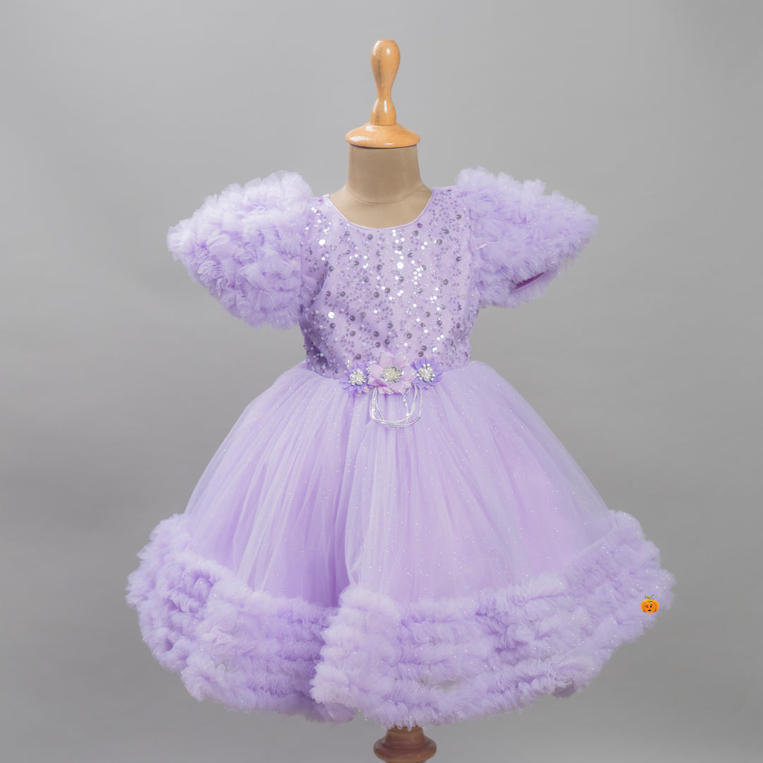 Purple & Pink Frill Frock for Girls