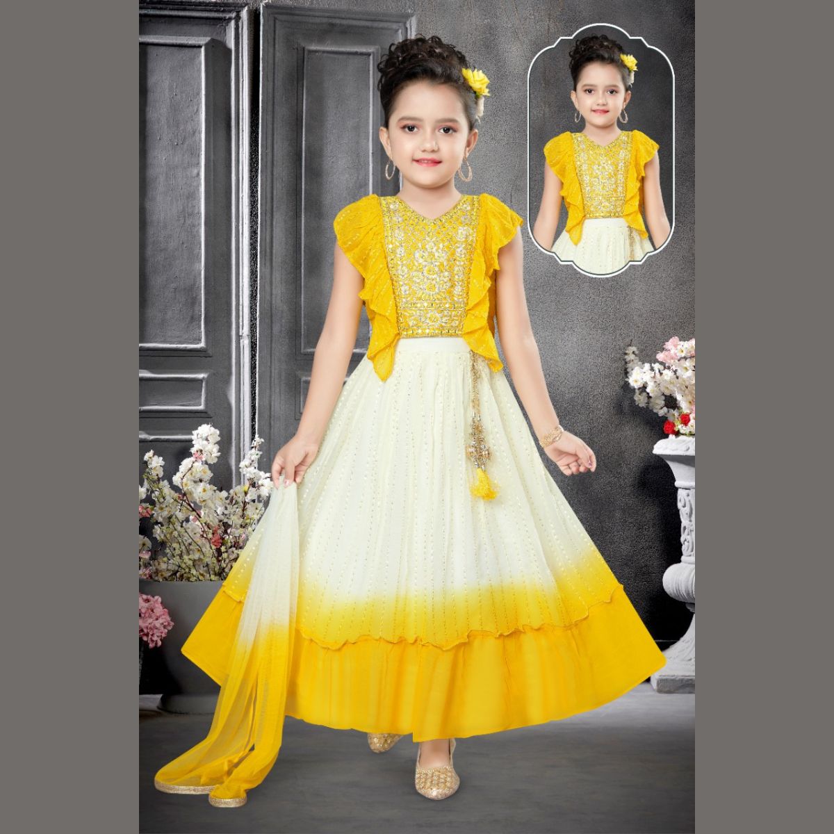 Princess Dress for Girls Ankle Length Wedding Party Dress Eyelash Back  White Lace Beach Dress Children Clothing E15177