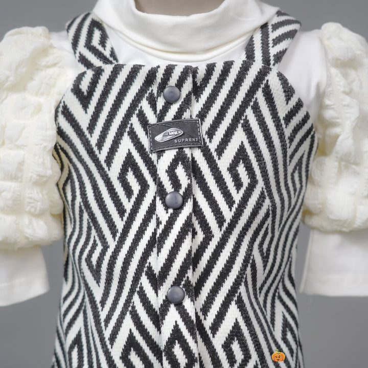 Zig Zag Pattern Midi Dress for Girls