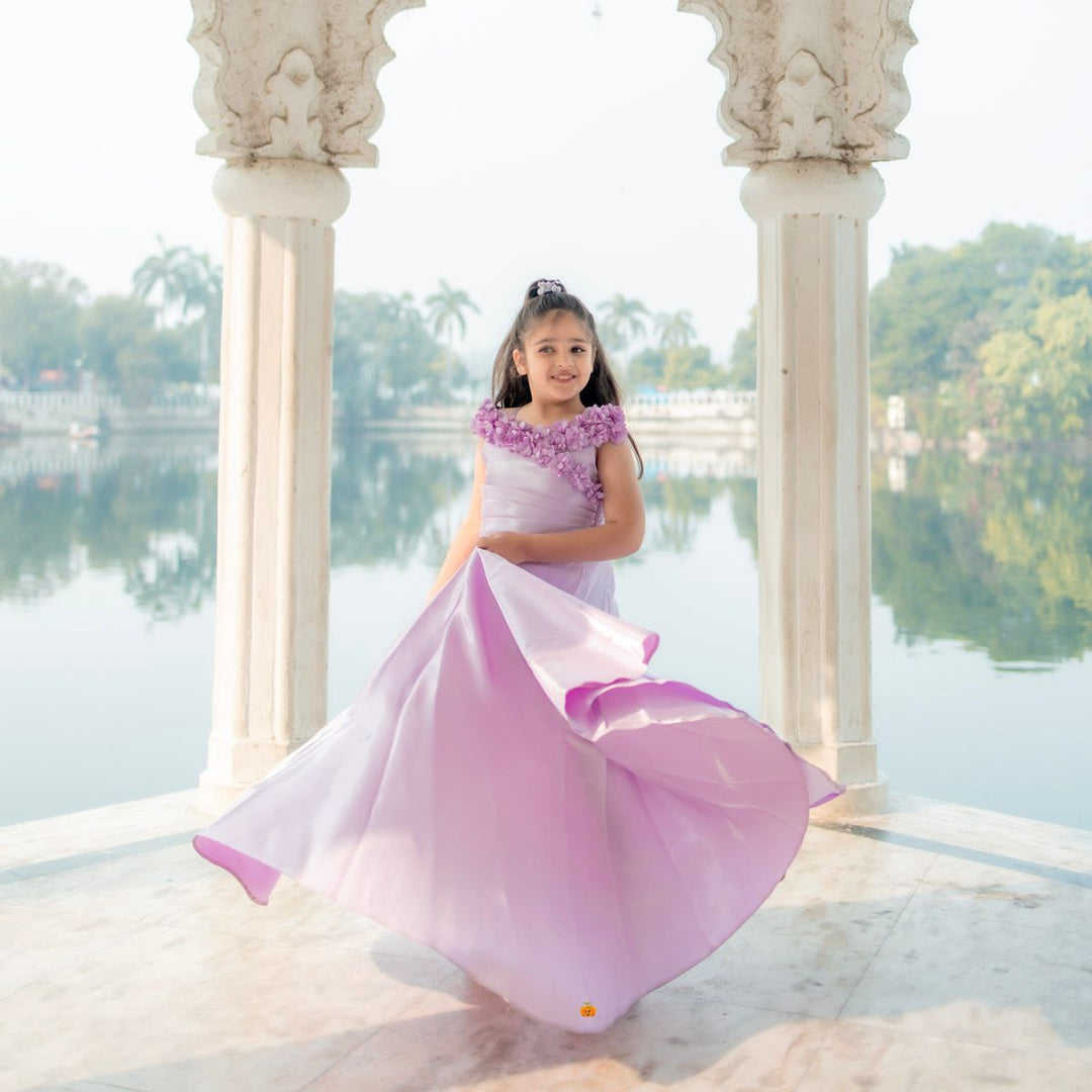 Mother Daughter Purple Long Girls Gown