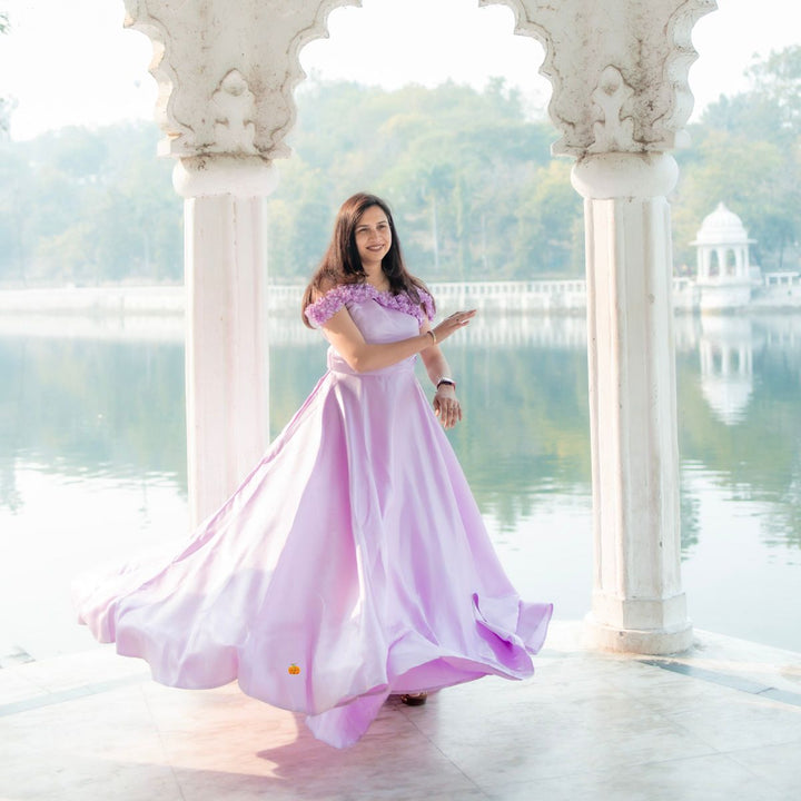 Mother Daughter Purple Long Girls Gown