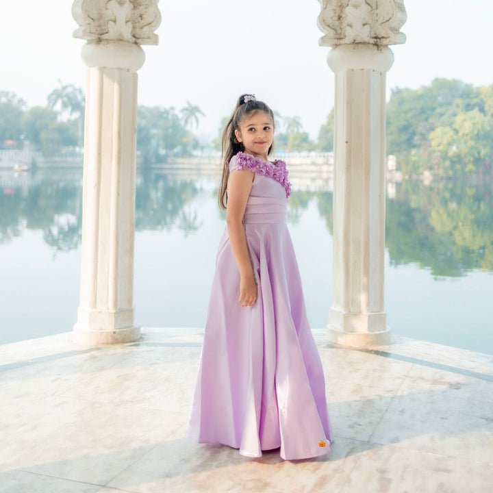 Mother Daughter Purple Long Girls Gown