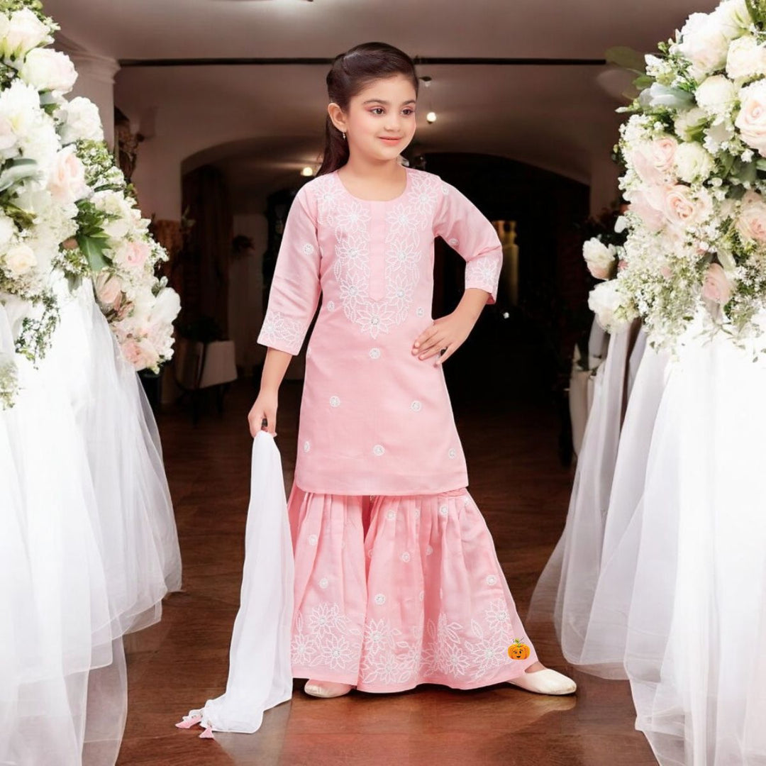 Peach Palazzo Suit for Girls