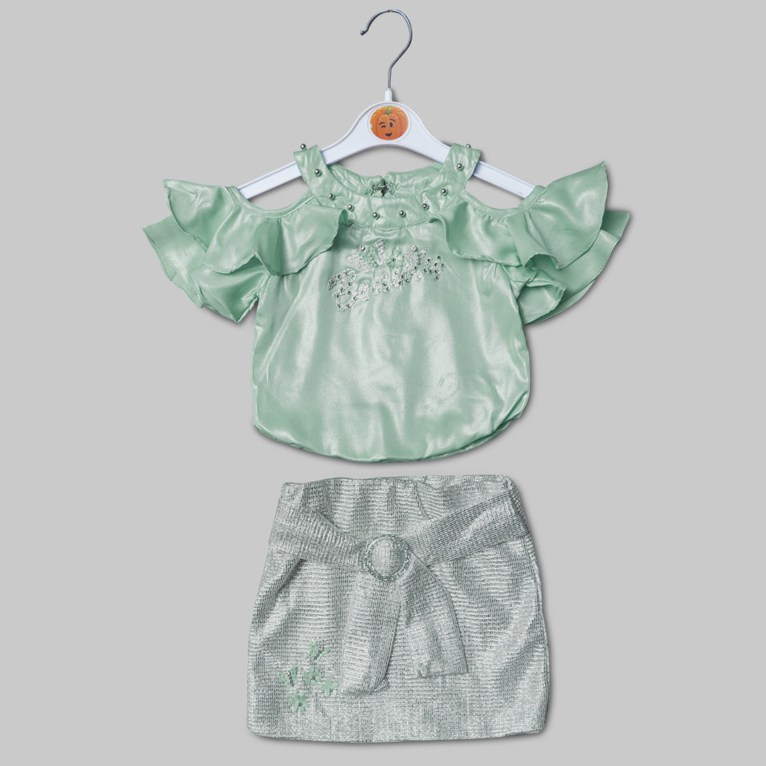 Classic Shining Top With Straight Line Skirt GS2002519Sea Green