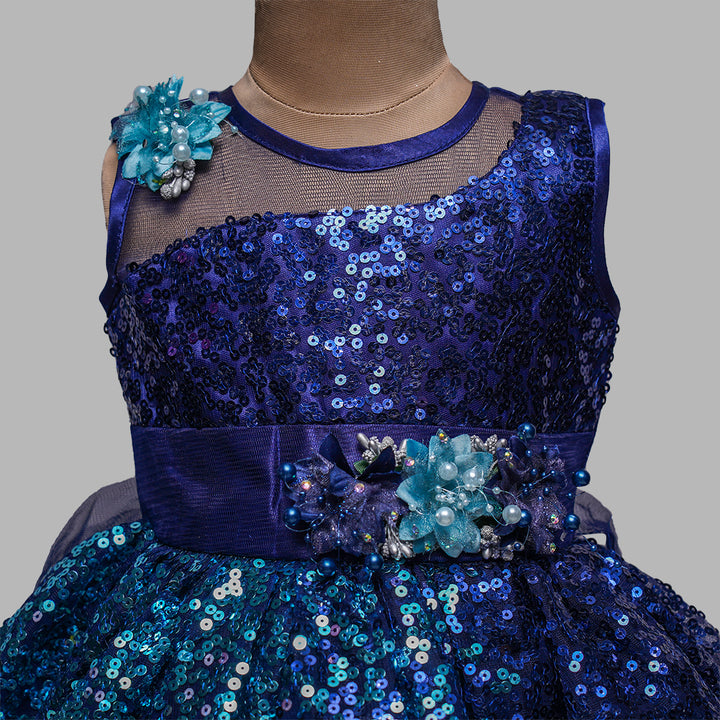 Sequin Patterns Frock For Girls Close Up View 