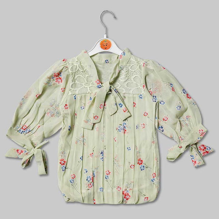 Top for Girls and Kids with Flowery Print Front View