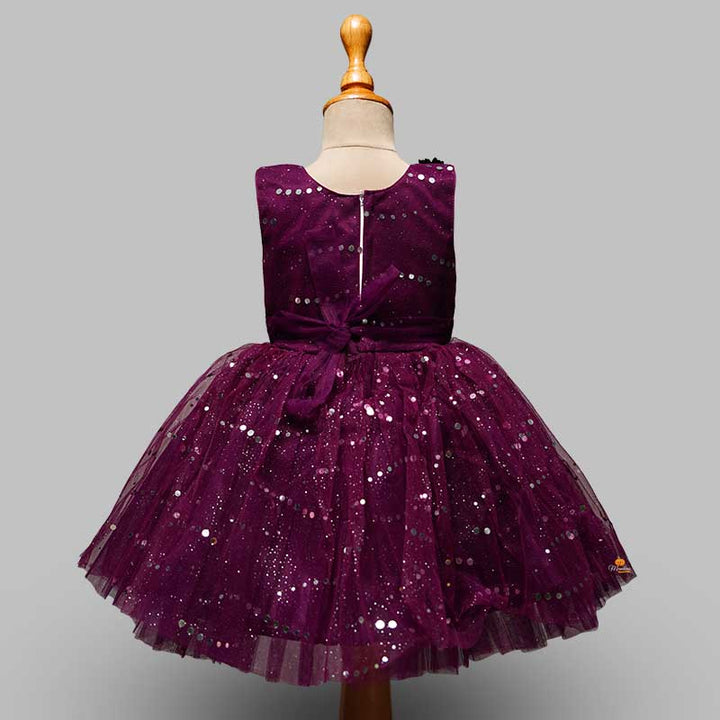 Wine Party Wear Frock for Girls Back View