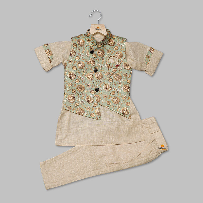 Buy Kurta Pajama for Kids with Jaipuri Print Nehru Jacket – Mumkins