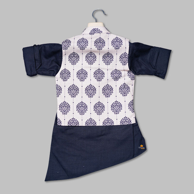 Solid Boys Kurta Pajama with Jacket Back View