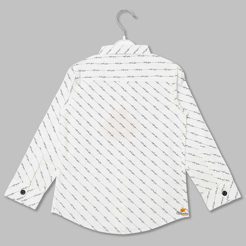 White Striped Printed Shirt for Boys Back 