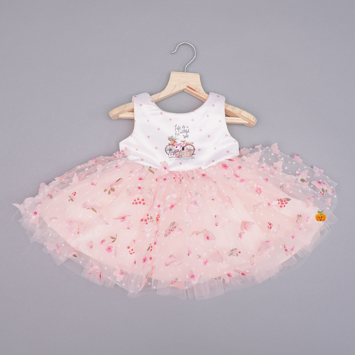 Peach Butterfly Scattered Baby Frock