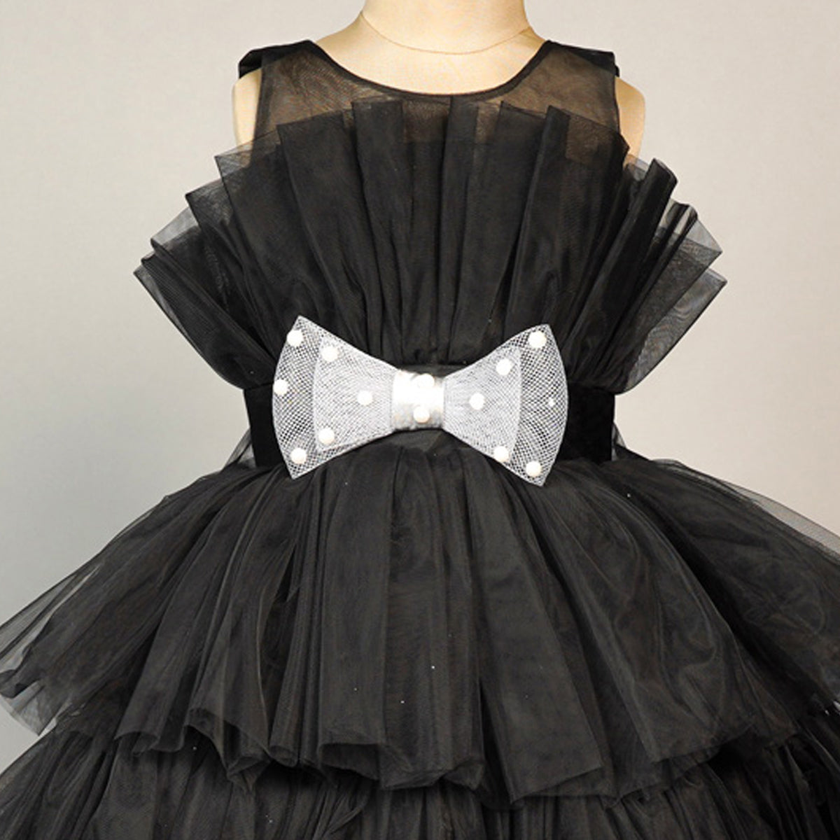 Cotton Baby Girl Black Party Wear Long Frock