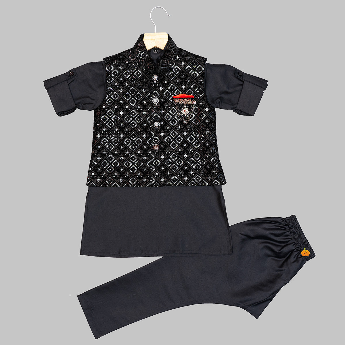 Gorgeous Black Color Art Silk Festive Wear Readymade Kurta Pyjama With  Stylish Jacket
