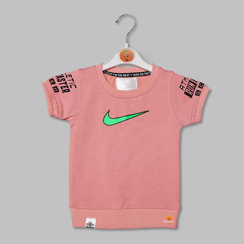 Minimal Print t-Shirts for Boys with Ribbed Edges pink