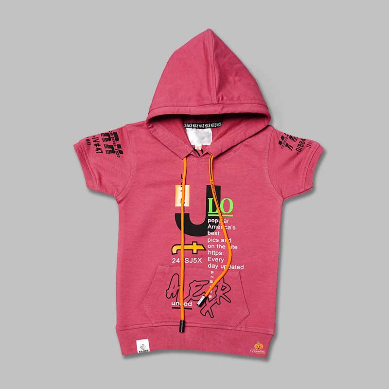 Buy Solid Printed Hoodie T Shirt for Boys Mumkins