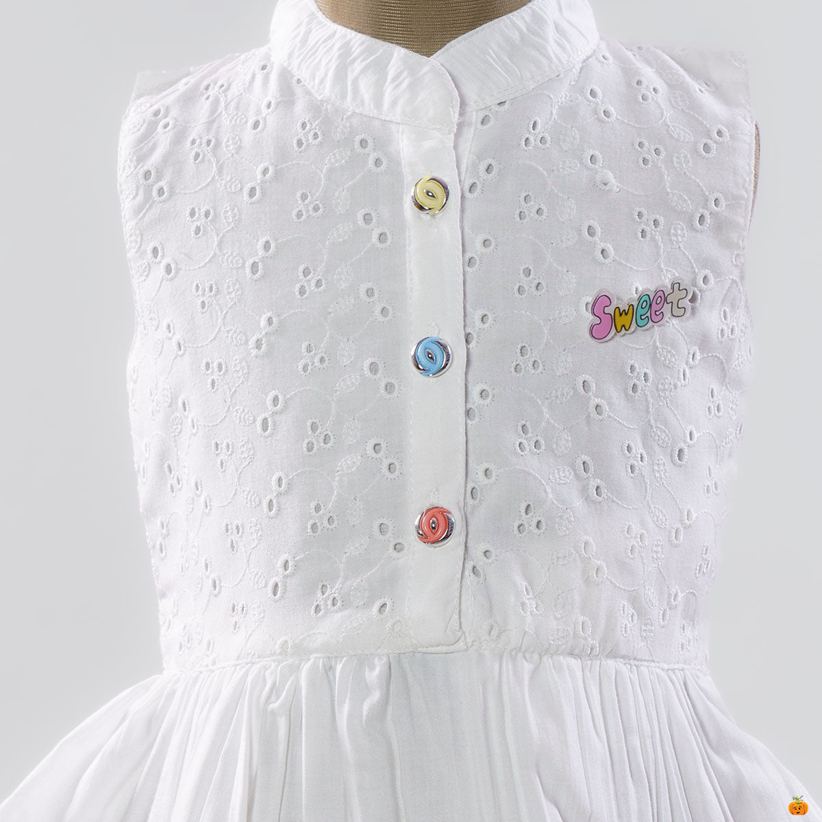 White Embroidered Girls Frock