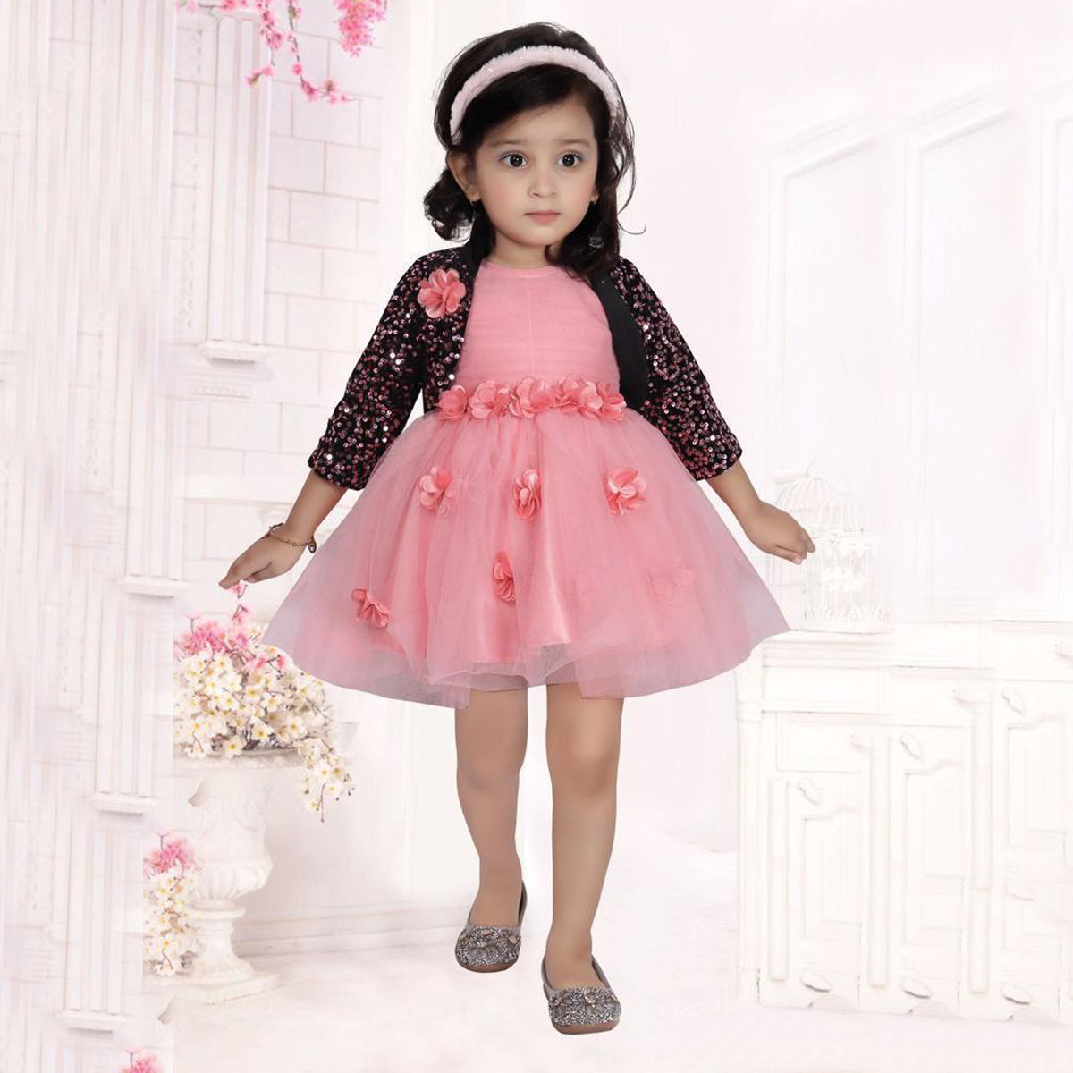 Wholesale Children Kids Baby Fashion Girls Ruffle Sleeve Flower Print Dress