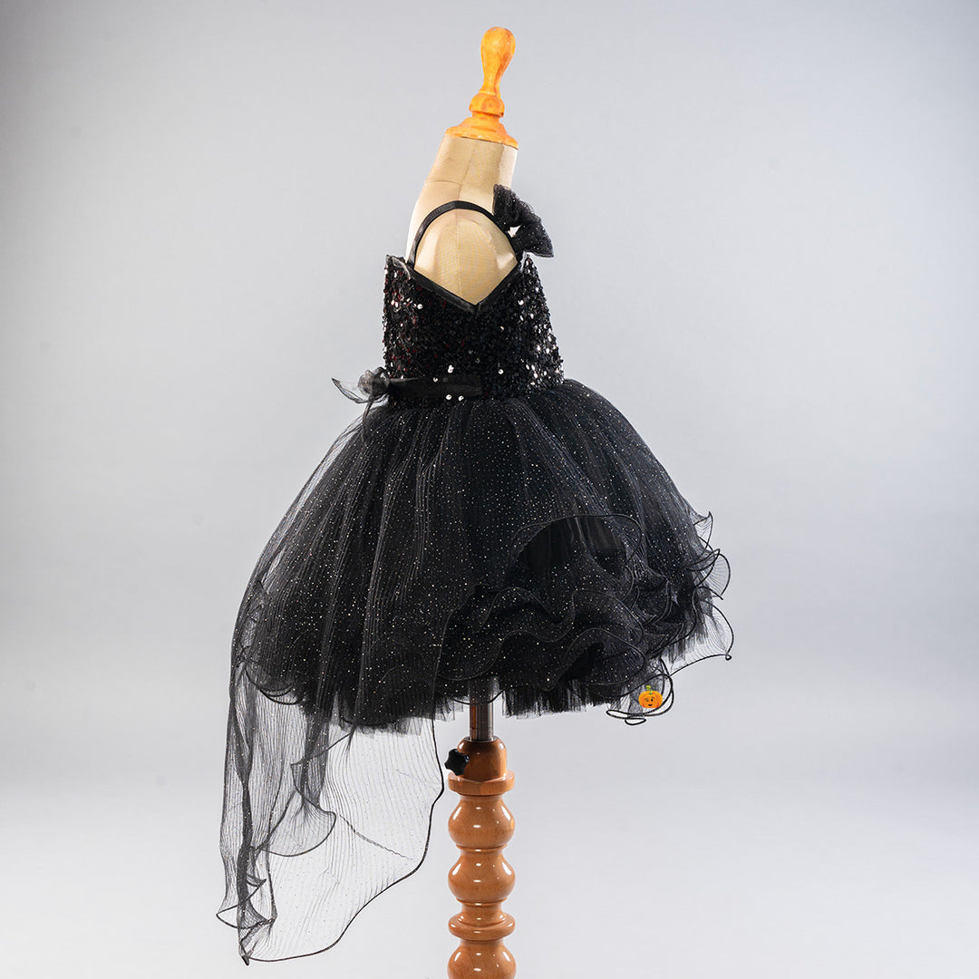 Black Sequin Sparkling Girls Frock Side View