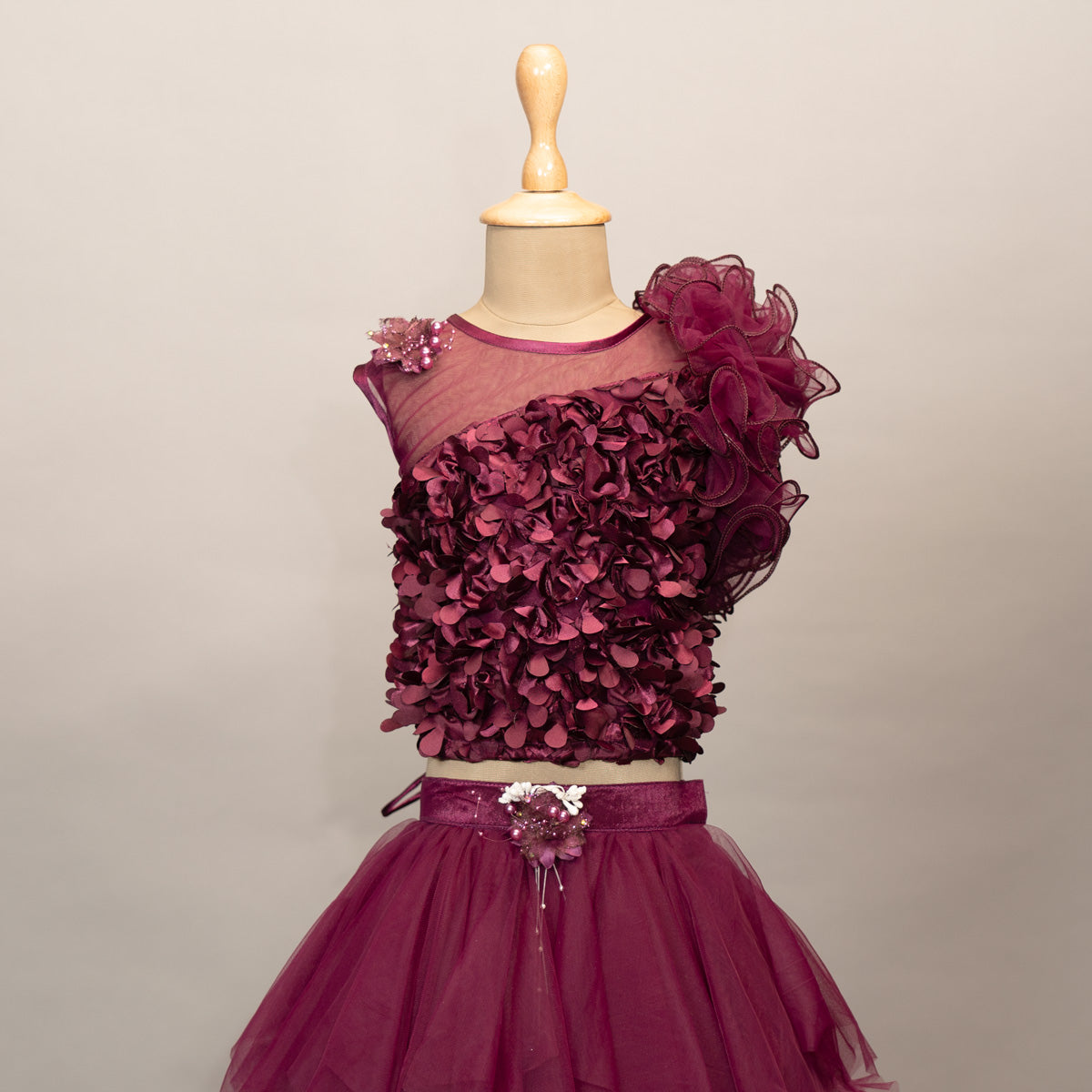 Buy Pink Bandhani Cotton Blouse with Lehenga and Yellow Tulle Dupatta - Set  of 3 | TTG21_022/TTK21DEC | The loom