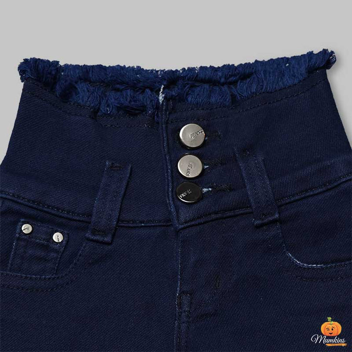 High Waits Jeans For Girls And KidsDark Blue