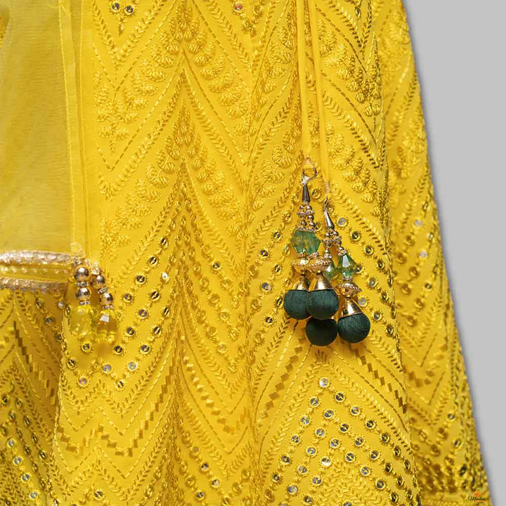 Green & Yellow Girls Lehenga Choli