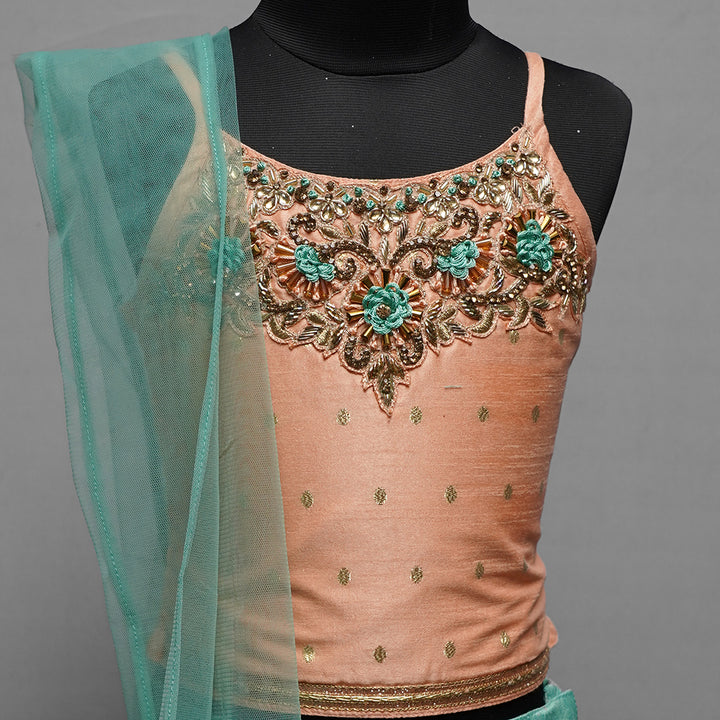 Peach Girls Lehenga Choli with Latkan