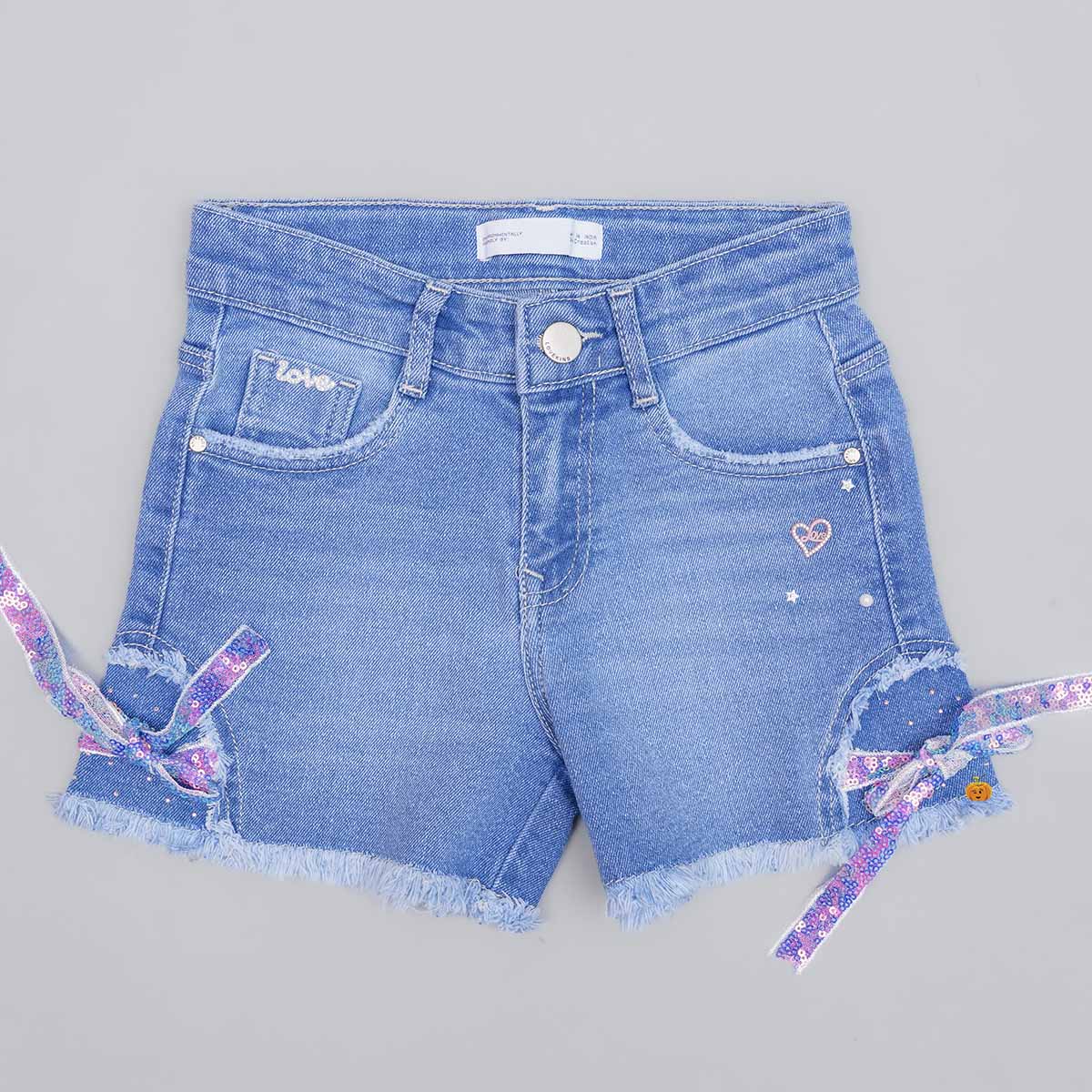 Buy Baby Little Girls Denim Shorts Set Ruffles Sleeve Lace Tops+Denim Jean  Short Outfits Set (White Romper +Jeans, 6-12 Months) at Amazon.in