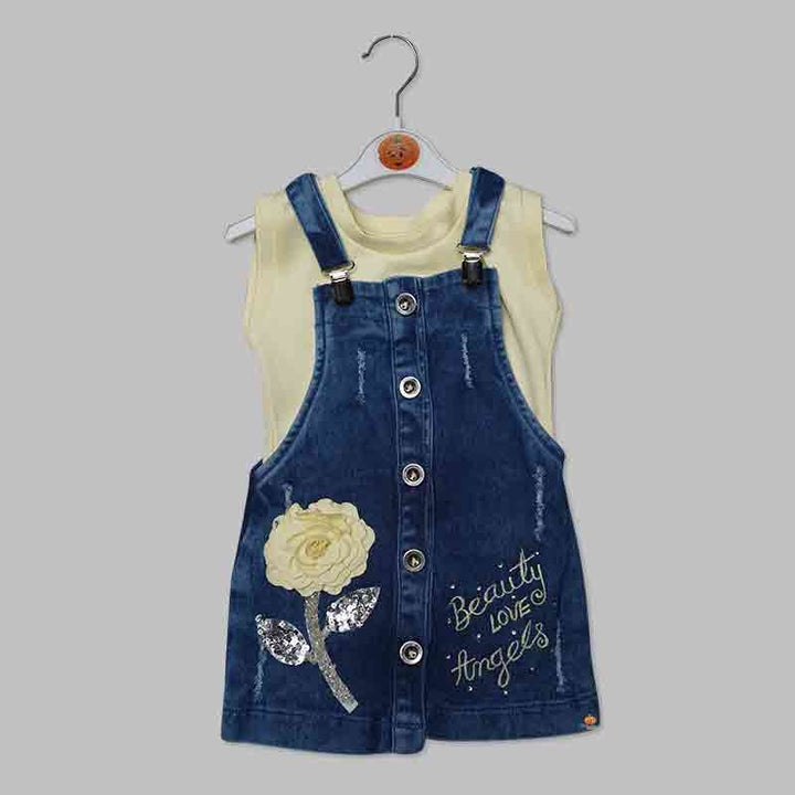 Lemon Solid Girls Midi with Dungaree Pattern Variant Front View