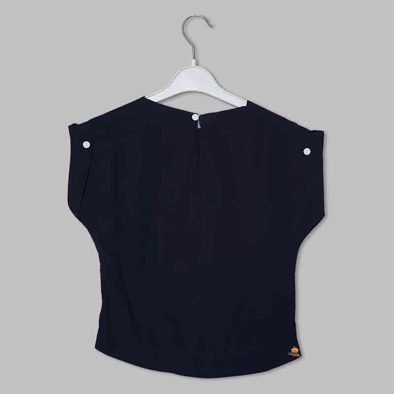 Black-Navy Blue Top for Kid Girls Back View