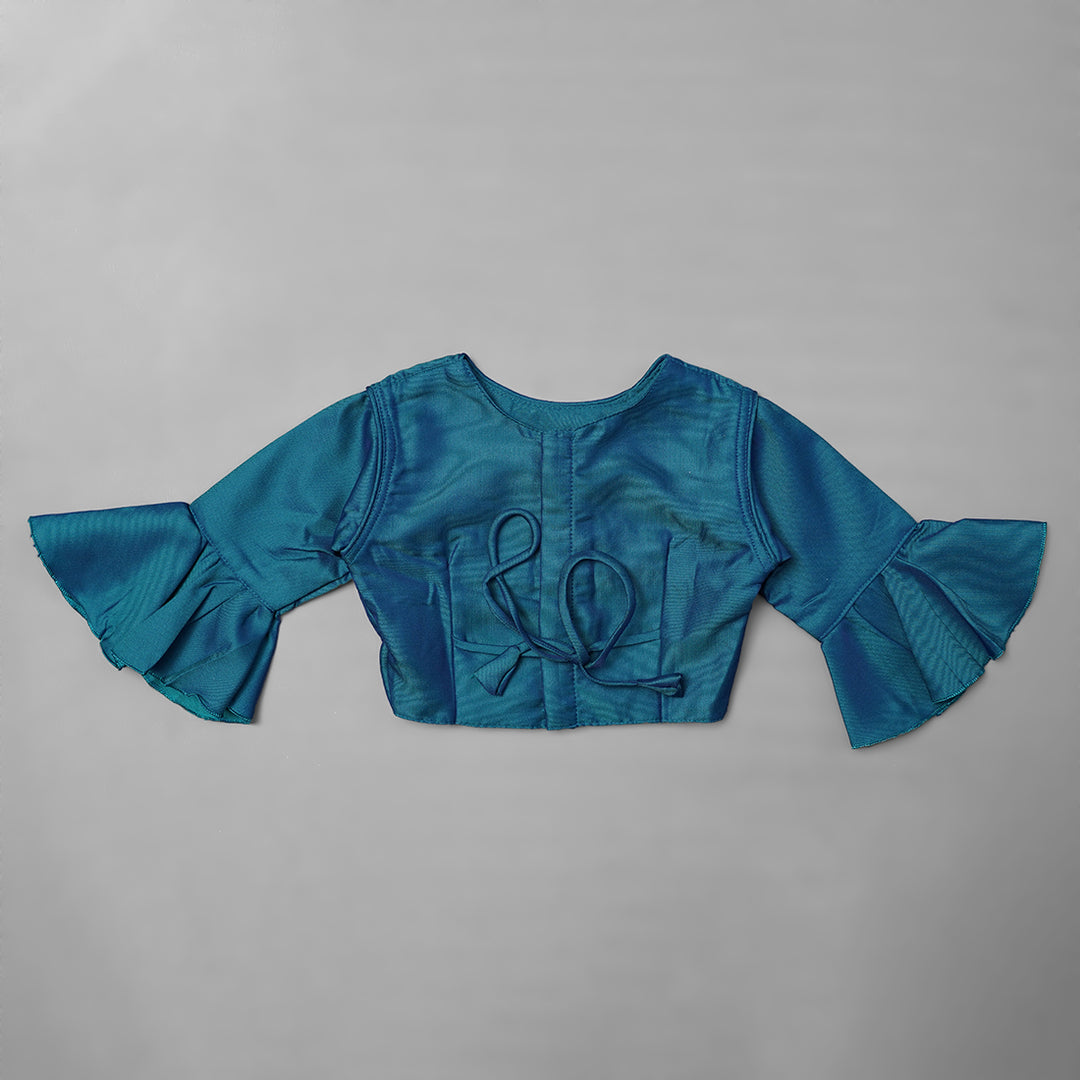 Blue Girls Lehenga Choli Back View