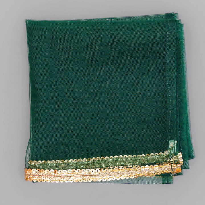 Dark Green Palazzo for Girls with Peplum Kurti Dupatta View