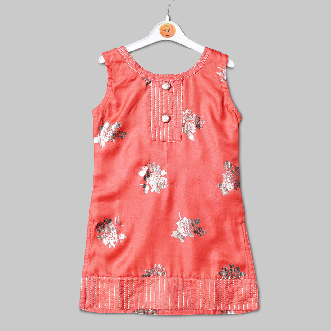 Green & Tomato Girls Sharara Dress