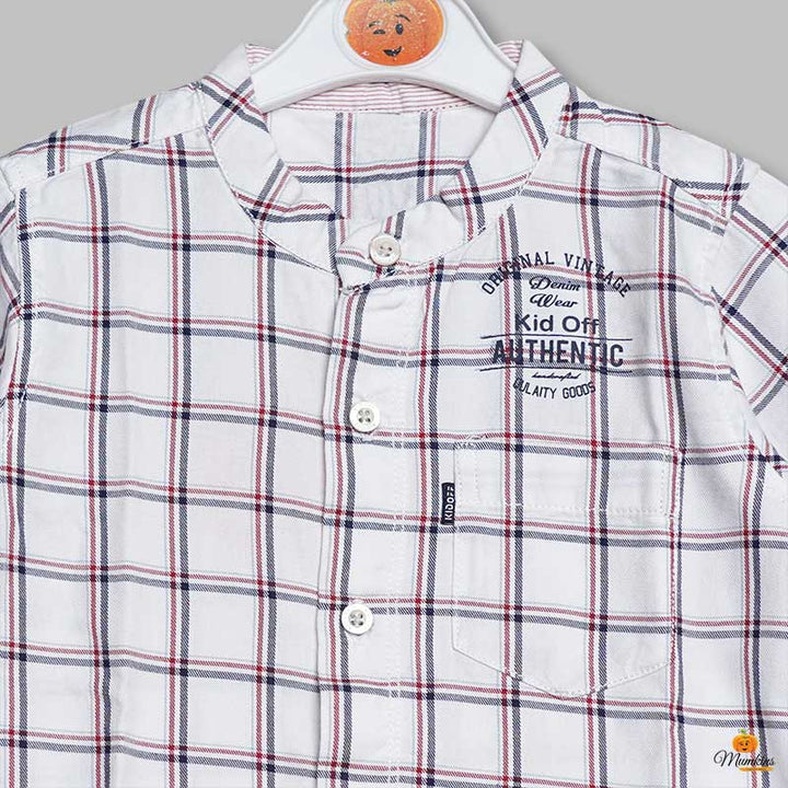 White Check Shirt for Boys Close Up View