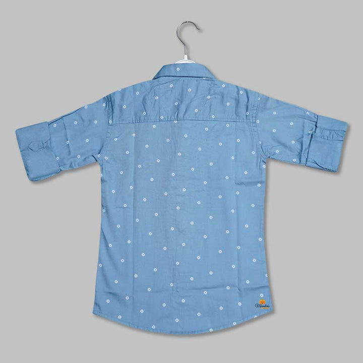 Blue Regular Fit Printed Shirt for Boys Back 