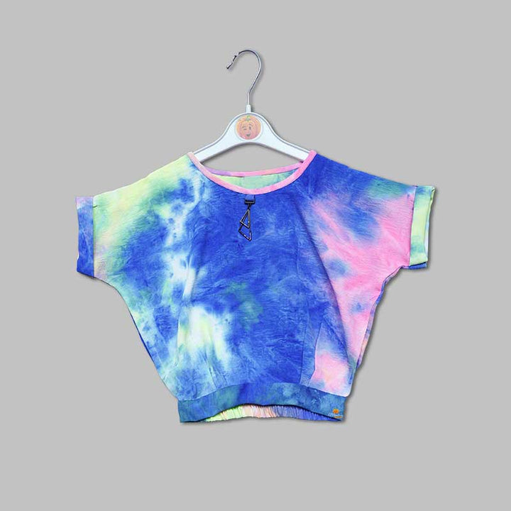 Blue & Pink Tie Dye T-shirt And Pant Set For Kids