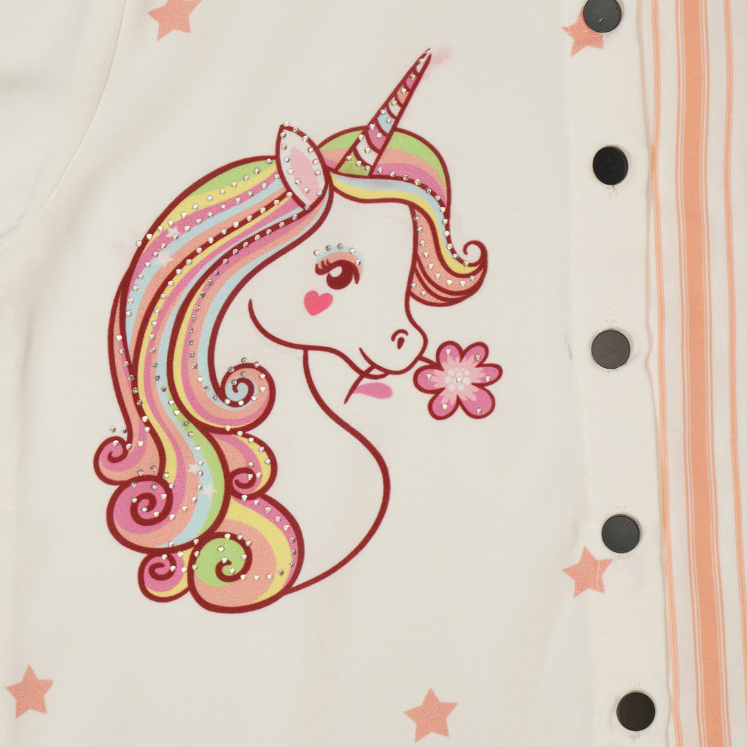 Unicorn Kids Top With Striped Designs